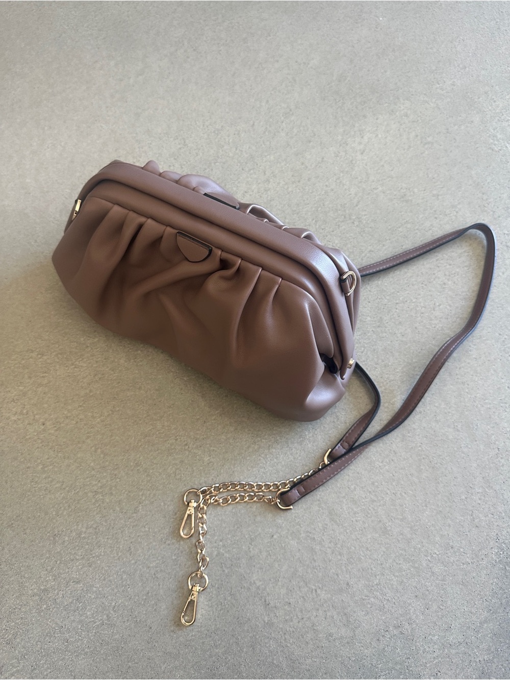 Women's Brown Ruched Crossbody Shoulder Bag or Clutch — NWOT